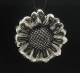 Stylish Sterling Silver Pendant Huge Sunflower Solid 925 Perfect Quality Empress Sunflower