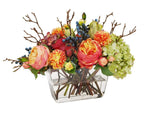 Winward Rose & Hydrangea Highest Quality Silk Floral in faux water arrangement Hydrangea