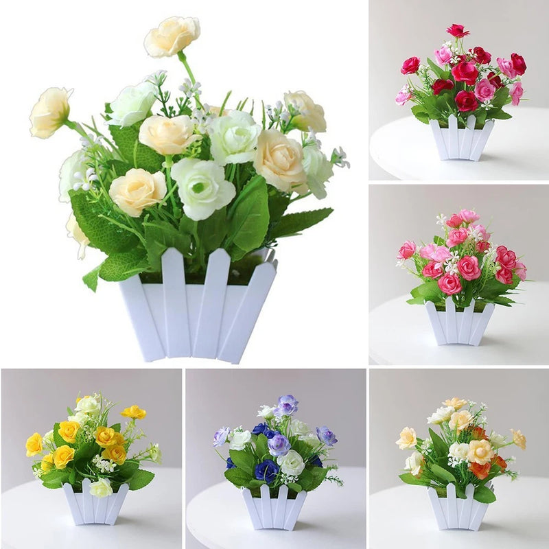 Outdoor Indoor Artificial Potted Flowers Realistic False Plants for Home Decor Flowering Plants