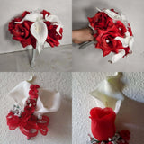 Red White Rose Calla Lily Bridal Wedding Bouquet Accessories Bouquet