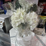 Artificial Rose And Hydrangea Bouquet With Clear Glass Case And Fairy Lights NIB Hydrangea
