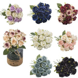 12 Head Fake Rose Artificial Silk Peony Flower Bridal Wedding Bouquet Home Decor Bouquet