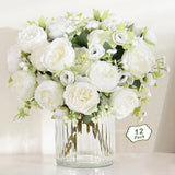 MARTINE MALL 12 Packs Peonies Artificial Flowers, White Artificial Peonies, ... Peony