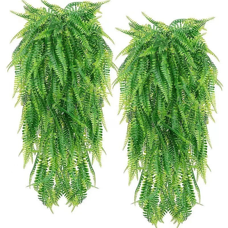 2PCS Artificial Hanging Plant Vines Fake Ivy Ferns Outdoor Wedding Garland Decor Green Plant