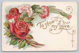 Vintage 1909 Embossed Floral Postcard To Show My Love Roses & Carnations Carnation