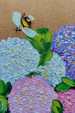 Honey bee Hydrangea 3D Original Painting Bumblebe Flowers Wall Art Handmade 2 Hydrangea