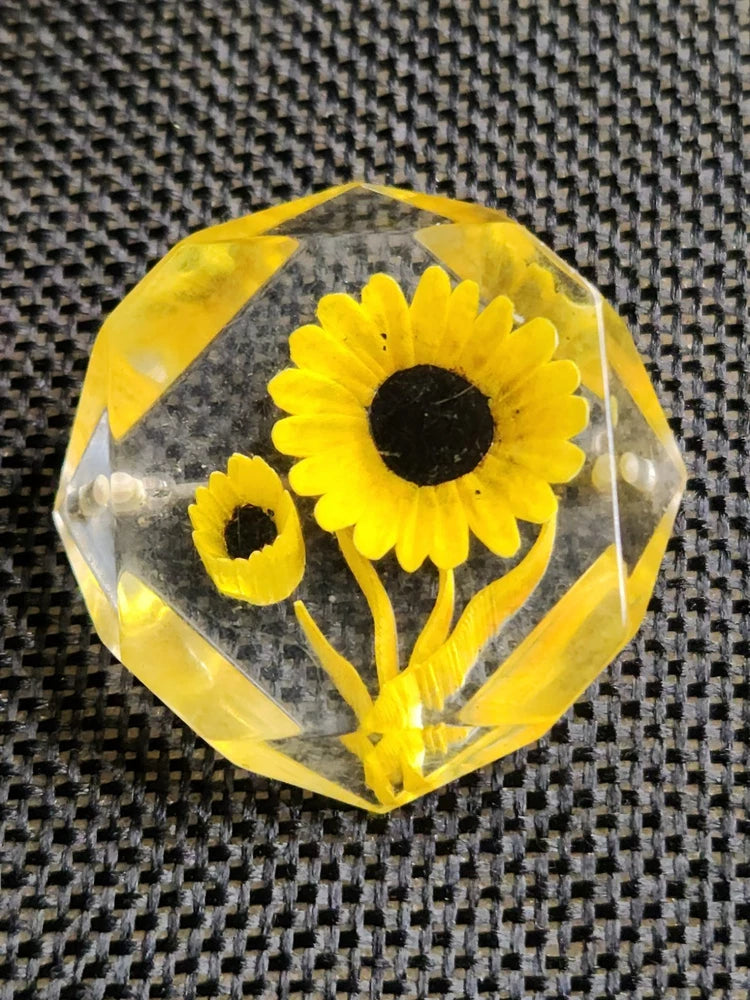 Vintage Lucite Carved Sunflower Brooch Sunflower