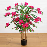 48" Artificial Bougainvillea Tree Houseplant, Pink/Green Floral Decor Green Plant