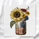 Sunflowers in Patriotic Jar Fabric Panel for Quilting Crafting Sewing SFJ74960 Sunflower