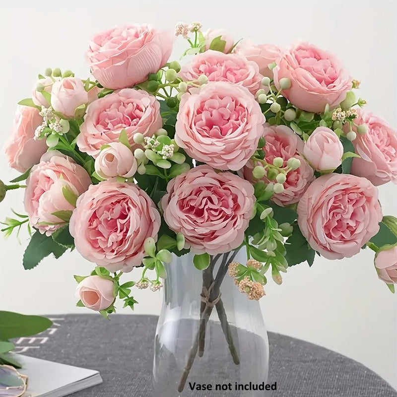 4 Bouquet Silk Peony Artificial 36 Heads Fake Flowers Home Wedding Party Decor Flowering Plants