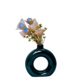 Yellow Vase/Flower Vase/Pampas Grass Vase/Ceramic Vase/Round Shaped Vase Green Pampas Grass