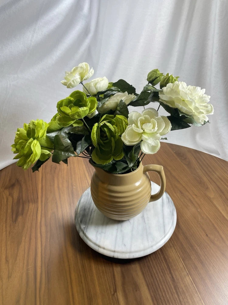 Artitifcal Chartreuse Green & Ivory Ranunculus Bouquet   (vace not included) Ranunculus