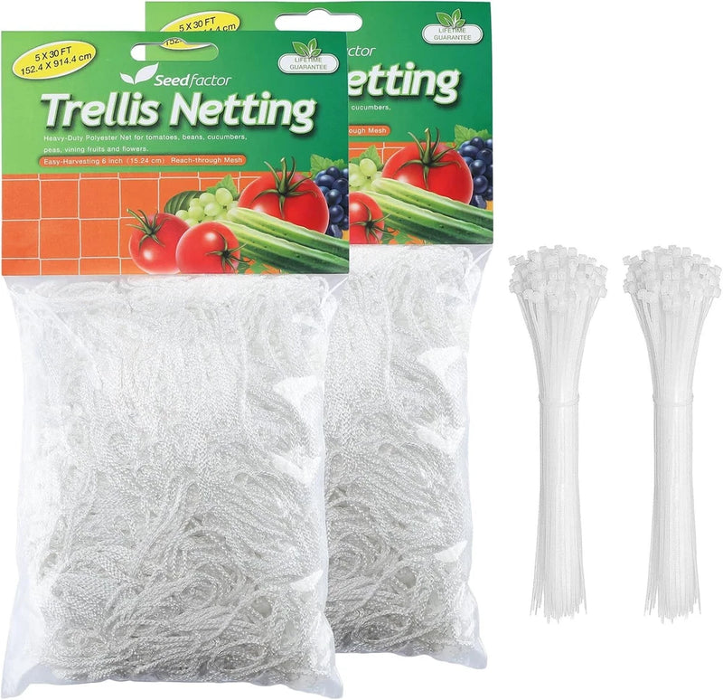 Seedfactor Plant Trellis Netting Garden HeavyDuty Polyester Grow Net +SquareMesh Garden Plants