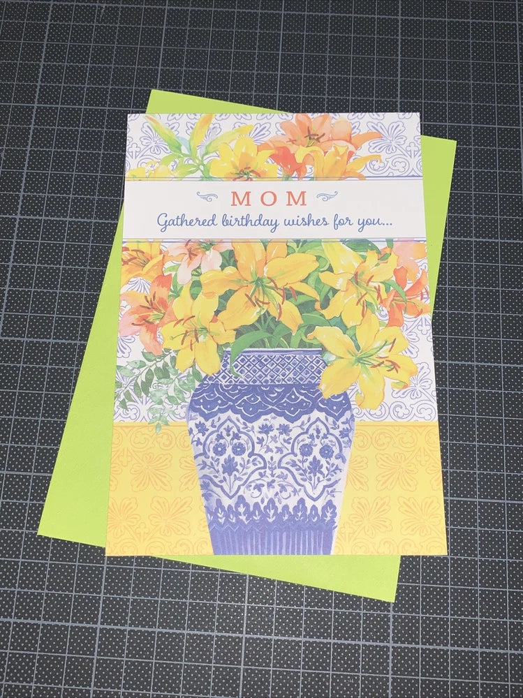 Hallmark Mom/Mother Birthday Card: Yellow Lilies Flower Gratitude Happiness Lily