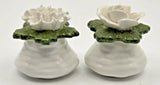 Vintage Aynsly Fine Bone China White Rose & Carnation Salt Pepper Set 1.5