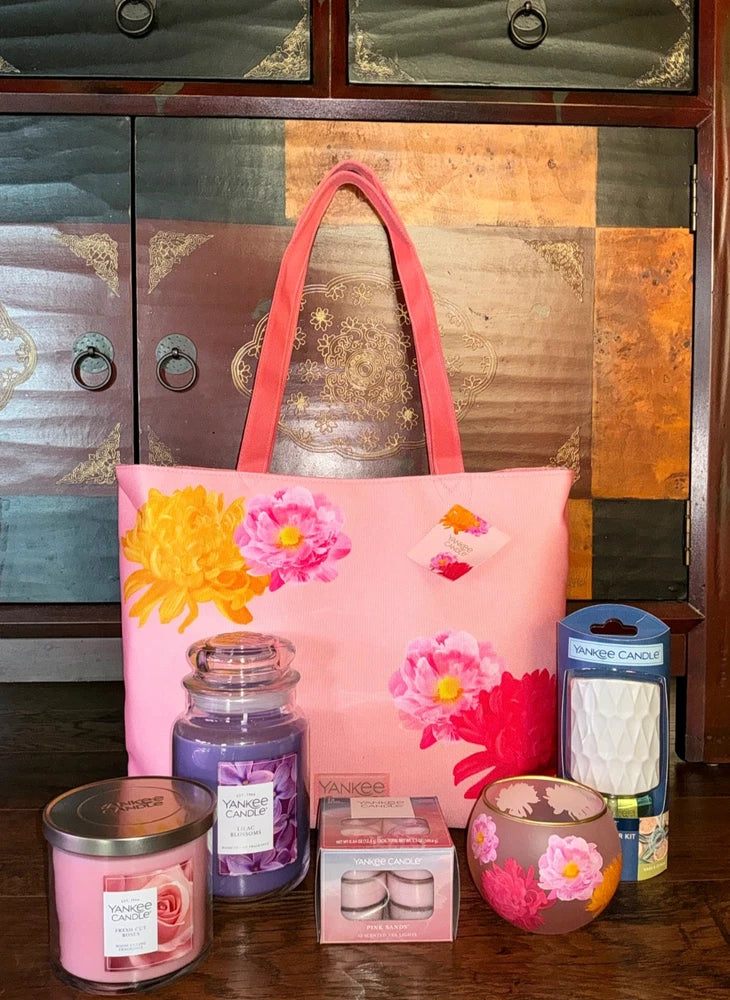 Yankee Candle 6pc MotherÕs Day Sweet Moments Peony Tote Lilac Blossom Candle Set Peony