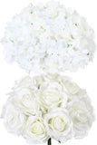 100 Pcs Realistic Silk Flowers - Hydrangeas & Roses for Weddings & Decor Hydrangea