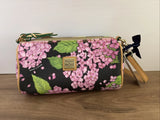 Dooney & Bourke Pink / Black Hydrangea Monogram Small Barrel Purse Hydrangea