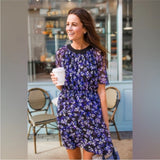 Kate Spade Hydrangea Floral Silk Flutter Sleeve Dress Size Medium Hydrangea