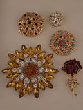 SunshineSpring Multicolor Yellow Rhinestone Flower Red Carnation Brooch Lot P229 Carnation
