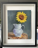 ÒSunflower In  A VaseÓ Still life Original oil painting, Newspaper Art Realism, Sunflower