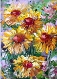 Original modern art painting Sunflowers Yellow flowers Small Wall art 7" on 5" Sunflower