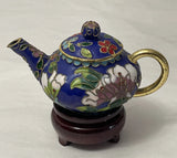 Exquisite China Cloisonne Hand Carved Filament Enamel Peony Flower Teapot Peony