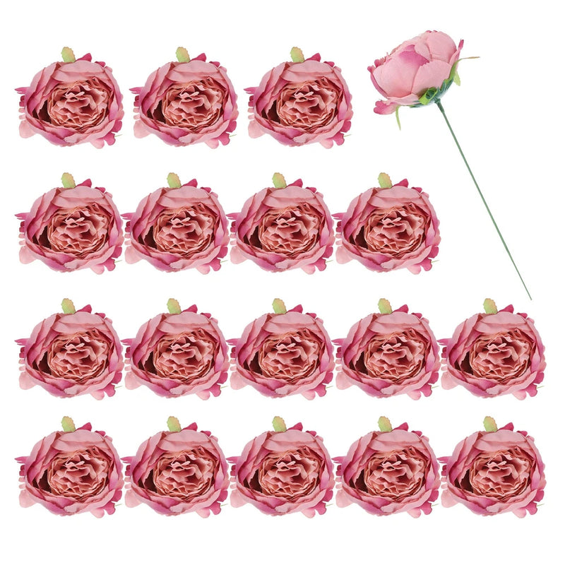 25Pcs Peonies Artificial Flowers Fake Peony Flowers with Stems Autumn Pink Peony