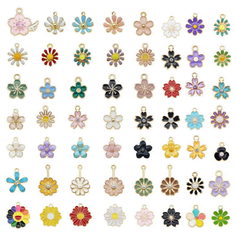 20PCS Colorful Mixed Daisy Flower Sunflower Pendant Charms for Bracelet Necklace Sunflower