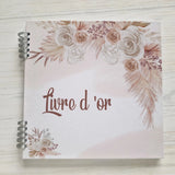 Boho Rustic Wedding Guest Book Instax Polaroid Flowers Pampas Grass Keepsake Pampas Grass