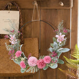 Hydrangea Hoop Wreath Artificial Door Wreath for Wall Summer Indoor Outdoor Hydrangea
