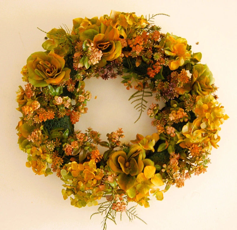 Orange & Green Tuscan Style Floral Wreath - JaNice Interiors Botanicals Hydrangea