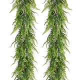 2 Pack 6ft Artificial Greenery Garland Hanging Boston Fern Garlands Lifelike ... Green Plant