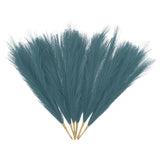 6 Pcs Faux Pampas Grass 42.5cm/16.5" Dried Pampas Grass 9 Branches, Dark Blue Pampas Grass