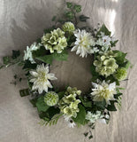 Spring & Summer Artificial Floral Wreath For Indoor Decor 21 in Dahlia Hydrangea Hydrangea