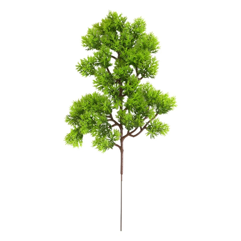 15-inch artificial pine evergreen tree branch with bright green needles on stem