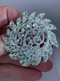 Flower Sunflower Openwork Clear Rhinestones Vintage Silver Brooch Pin M-3045 Sunflower
