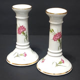 Pair of Limoges Carnation Flowers Candlestick Holder P. Pastaud Limoges France Carnation