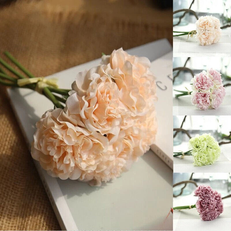 Home Fake Wedding Silk Decor Peony Hydrangea Bridal Flowers Artificial Bouquet Peony
