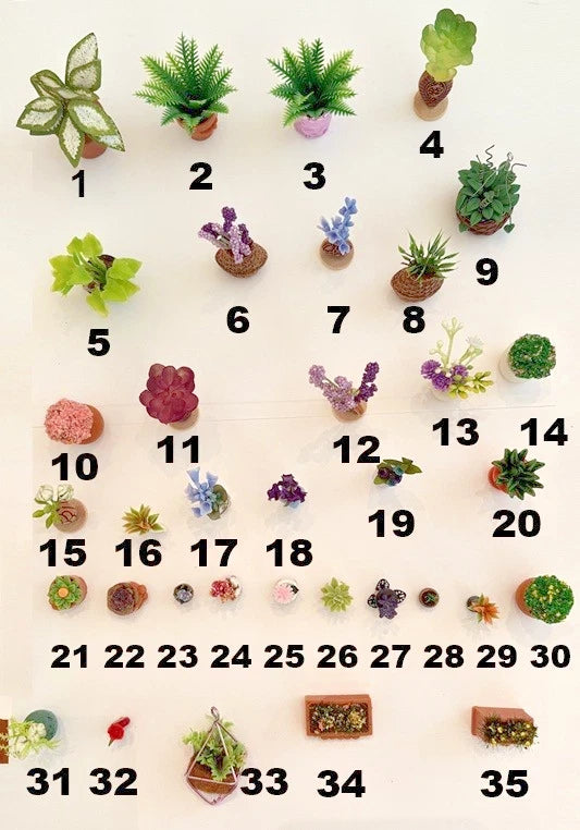 Dollhouse Miniature Plants - Choice of 1 - All Scales - 36 to Choose From Flowering Plants