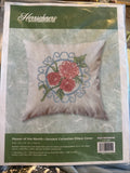 Herrschners Flower Of The Month January Carnation Pillow Cover Kit Embroidery Carnation