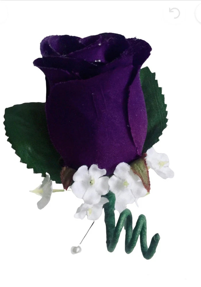 Auburgine Eggplant Dark Purple Rose Grooms Mens Wedding Boutonniere Flowers Bouquet