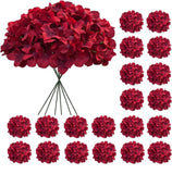Cherica 20 Pcs Dark Red Hydrangea Artificial Flowers Bulk Hydrangea