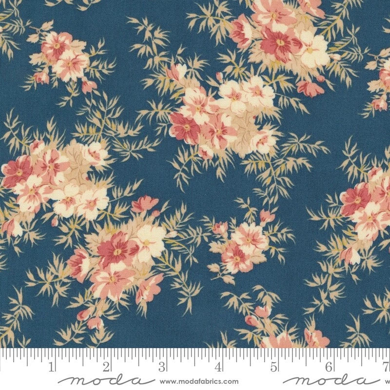 Sandalwood Cassandra Florals Indigo Blue by 3 Sisters Moda 1/2Yard 44384 14 Flowering Plants
