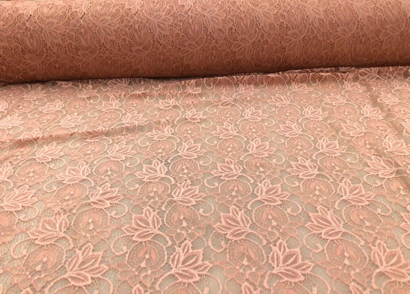 Embroidered Stretch Lace Apparel Fabric Sheer Floral Blush Pink VV412 Flowering Plants