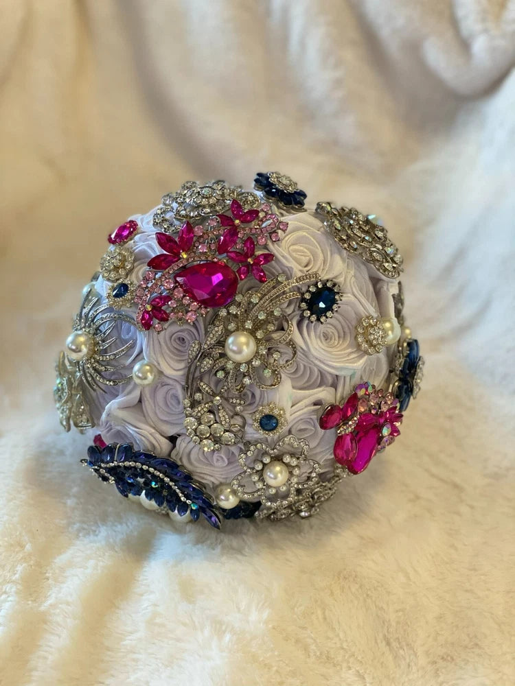 Rhinestone And Silk Brooch Bouquet | Wedding | Bridesmaid | Flower Girl | Bride Bouquet