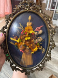 Italy Oval Convex Frame Dried Flowers Bouquet Fleurs Naturelles Carved Dried Flower
