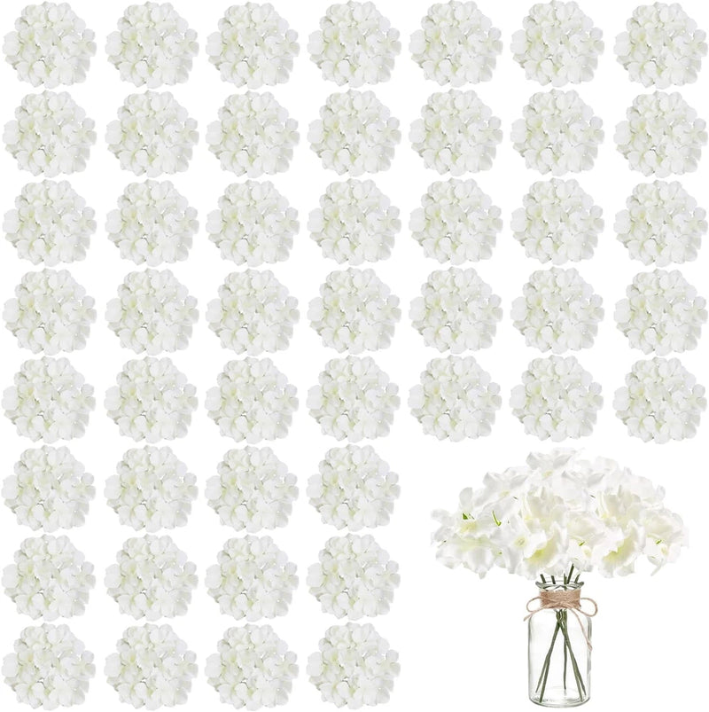 100PCS Ivory Silk Hydrangea Flowers with Stems for Wedding & Party Decor Hydrangea