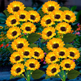 4 Pack with 24 Solar Sunflower 4 Lights, Warm White Sunflower
