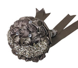 Gray Color Wedding Bouquet, Wedding Flowers With Rhinestones Bouquet